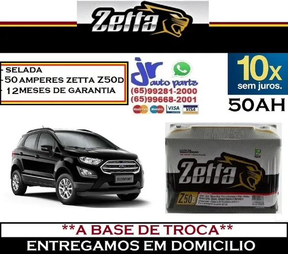 Bateria Automotiva 50AH Zetta 12v Ecosport (Apirtir de 2013)