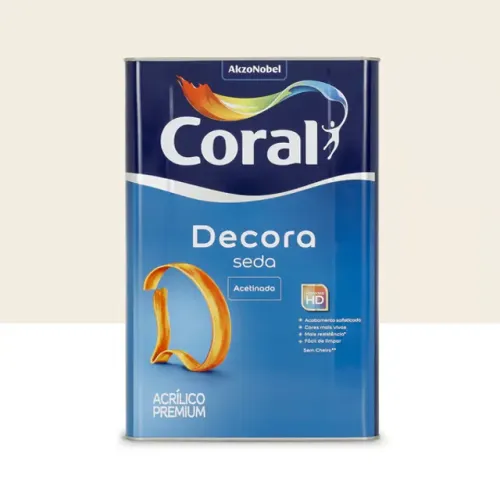 Tinta Acrílica Acetinada Decora Seda Premium Interior e Exterior Branco 16L Coral