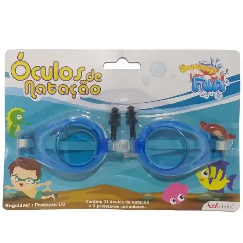 Oculos De Natação Proteção Uv Wellmix Azul Wx2943 Summer Fun