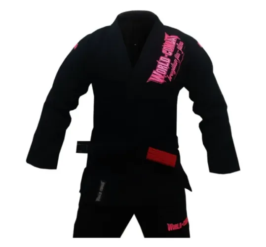 Kimono World Combat BJJ - Preto e Rosa A1, A2