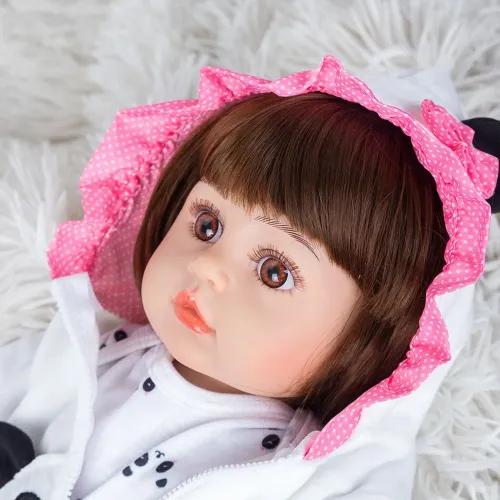 Boneca Bebê Reborn Menina Silicone Panda 48cm