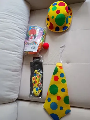 Linda fantasia (acessórios ) palhaço adulto masculino