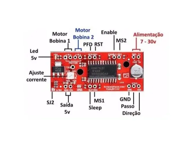 Driver Easy V44 A3967 Controlador Motor De Passo Cnc 3d Arduino Automação COD-AM23 