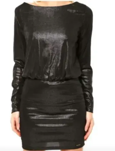Vestido Curto Lamê Preto- Colcci