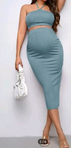 Conjunto top e saia para gestante 