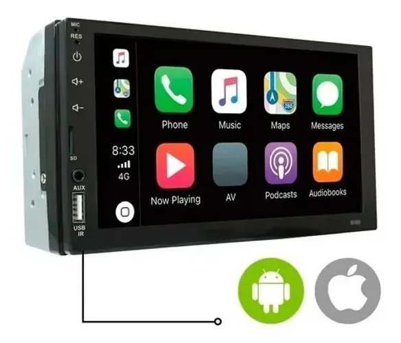 Central Mp10 Multimidia 2 din tela 7 pol full touch screen com espe. Carplay Android Auto