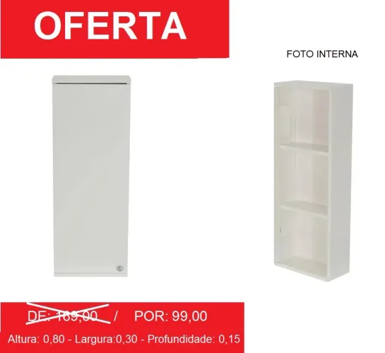 Estante de Parede 3 Prateleiras - Branco - Oferta!