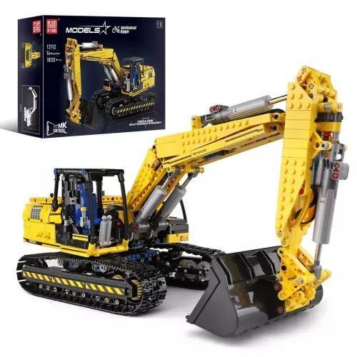 BLOCOS DE MONTAR ESCAVADEIRA PC COM 1.830 PEÇAS + MOTORIZAÇÃO E CONTROLE REMOTO MOULD KING