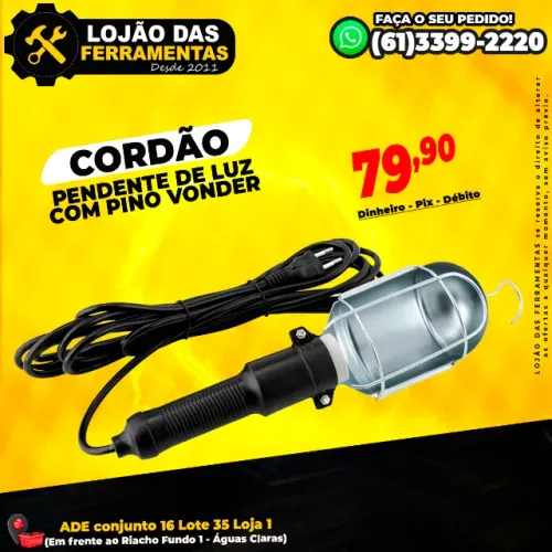 Cordão Pendente de Luz Com Pino Vonder