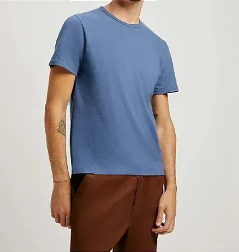 Camiseta Básica Masculina Manga Curta Slim - Azul Tamanho Tamanho G