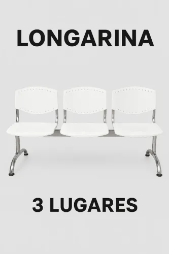 Cadeira Longarina Branca usada, super conservada, 3 lugares