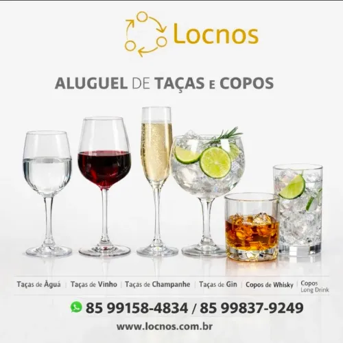 Aluguel de taças de vinho água gin copos de wisky long drink