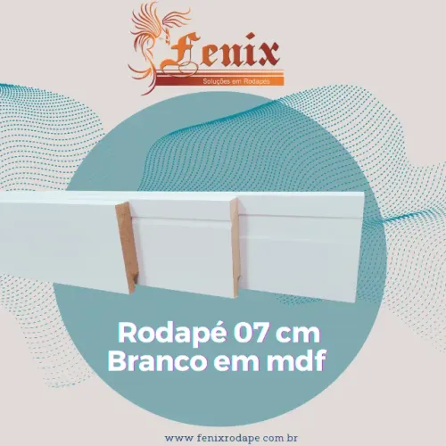 PROMOÇÃO Rodapé 07 cm Premium em MDF - Cor Branca