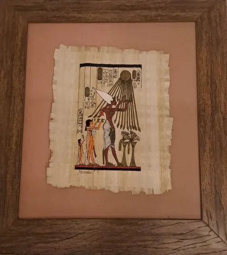 Papiro Egípcio em moldura de madeira - Deusa Ísis