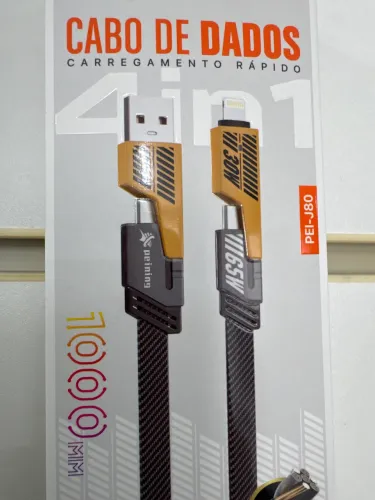 Cabo de celular 4 em 1 tipo c iphone Lightning e USB resistente turbo 