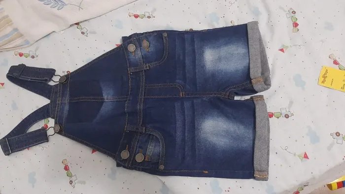 Jardineira Jeans Bebê Tigor- Tamanho 3