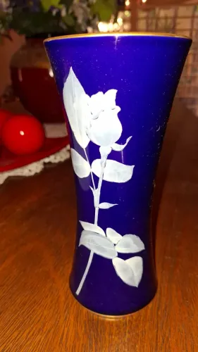 Koransha Cobalt Vase - Ghost Rose - Japonese
