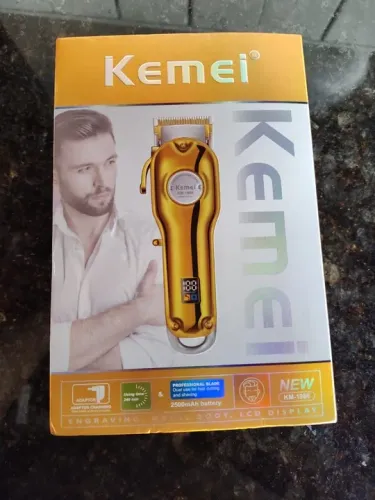 Máquina Kemei Cortar Cabelo Profissional Em Metal Com Visor