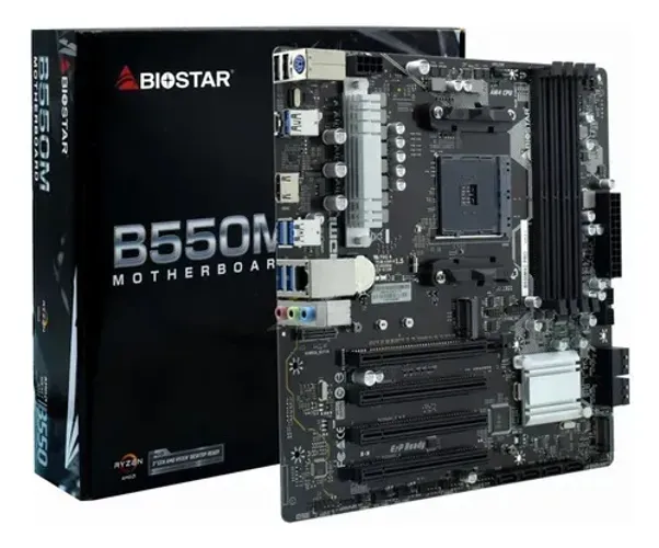Placa Mãe Biostar B550MXC PRO,  AMD AM4, DDR4, Atualizada, 2 Slots NVME, 4 Slots RAM, Nova
