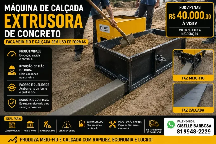 MÁQUINA DE CALÇADA / MEIO-FIO - EXTRUSORA DE CONCRETO