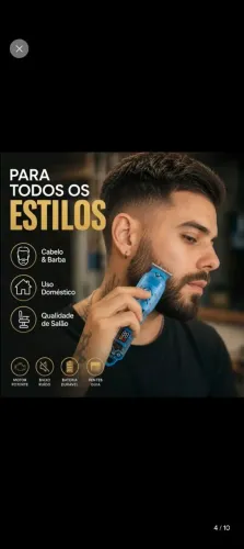 Máquina de acabamento, cabelo e barba sem fio