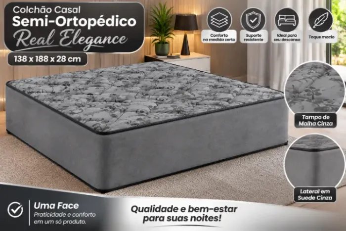 Colchão Casal Semi Ortopedico Real Confort 138x188x28cm