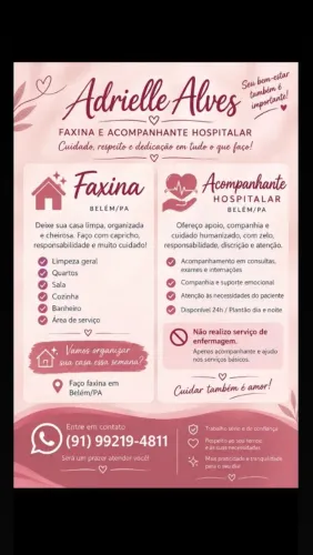 Faxineira e acompanhante hospitalar