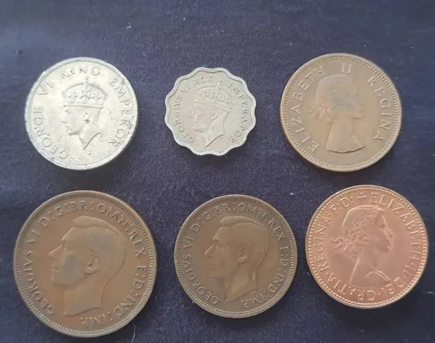 Moedas do Reino Unido e colônias britânica.
