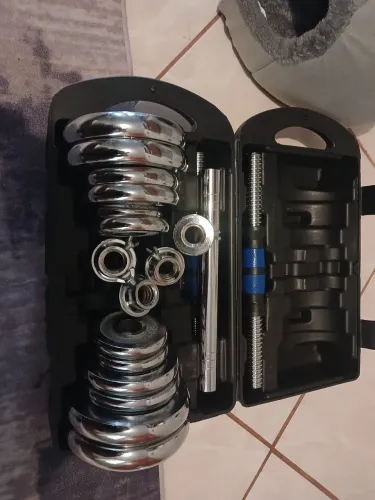 Par halteres com maleta e adaptador barra