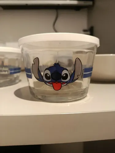 Pote do Stitch vidro e plástico 350ml 10,3cm 7.1cm  alt