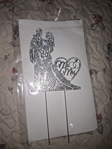 Topo de bolo casamento/ chá de panela Topper Cristal Strass metal Mr. E Mrs.