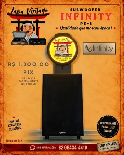 Lindo Subwoofer Ativo Infinity Primus Bass PS-8 100W RMS (110V)