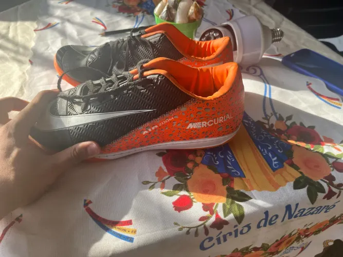 Society sapato de futsal mercurial laranja, original tamanho 40