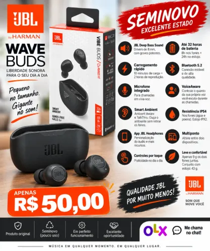 Fone de Ouvido - JBL Wave Buds (SEMINOVO)