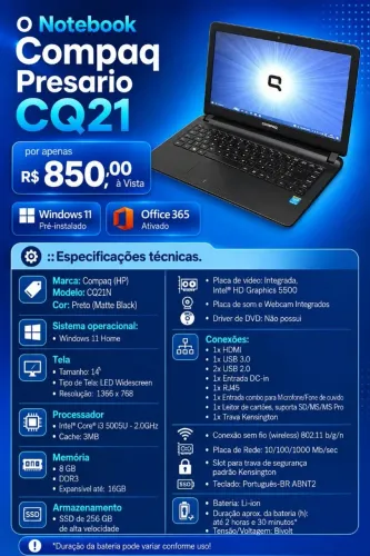 Notebook Compaq CQ21 - Oferta imperdível.