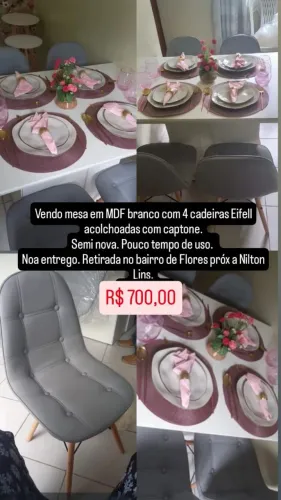 Mesa em MDF 4 cadeiras