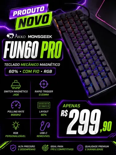 Teclado Gamer Akko MonsGeek FUN60 Pro HE Hall Effect RGB 16K | Rapid Trigger
