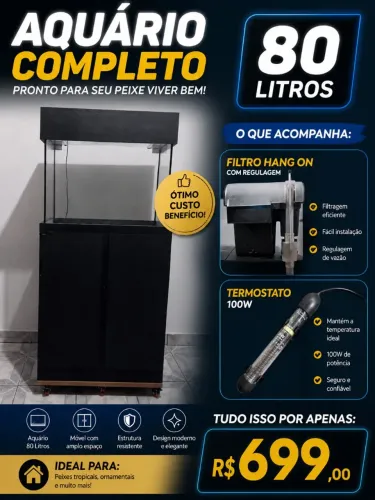 Vendo aquário 80lt + HangOn + termostato