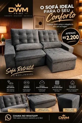 Sofá retrátil e reclinável 