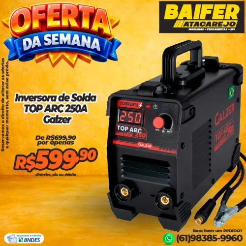 Inversora de Solda TOP ARC 250A Galzer