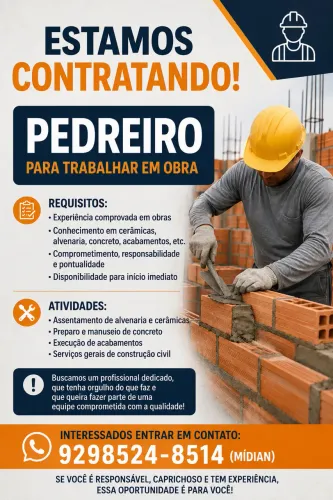 Vagas para PEDREIROS