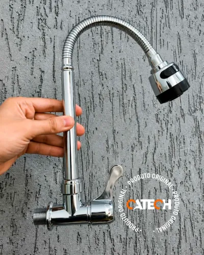 Torneira 2 Jatos Inox de Parede