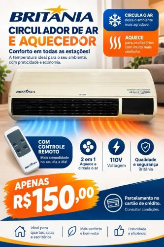 Circulador de ar e aquecedor Britânia