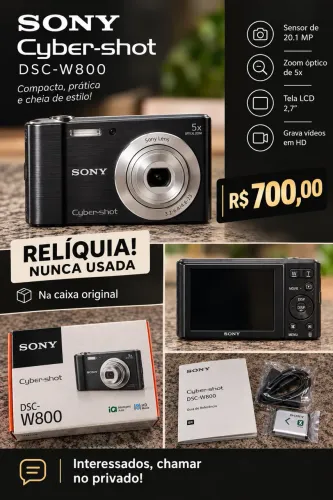 Sony Cyber-shot DSC-W800 - Relíquia, Nunca Usada | R$ 700