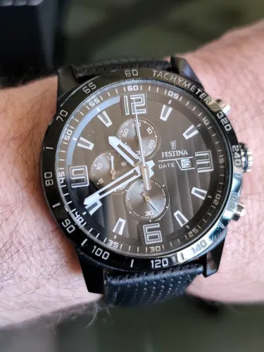Festina The Originals F20339/6 Couro Cronógrafo Black Estado de Zero Completo com Caixa