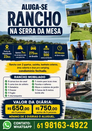 Alugo Rancho Serra da Mesa Niquelândia c/barco