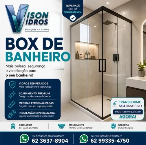 Box para Banheiro Sob Medida em Vidro Temperado