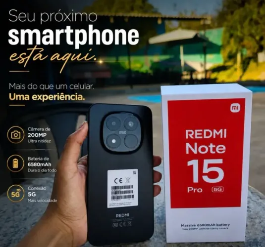 Lançamento Xiaomi Note 15 Pro - - - 5G- - - 512GB/8RAM Promoção ( Preto ) Novo Lacrado 