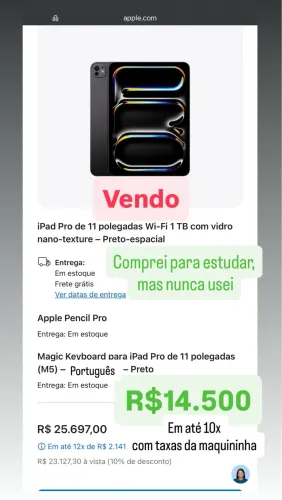 iPad Pro - 11 polegadas - 1TB - Nano Texture - Magic Keyboard - Apple Pencil Pro