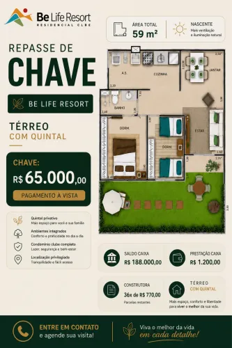 Passo chave Be life no turu ou troco em veiculo.